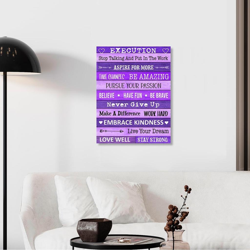 Gwisml Execution Quotes Wall Art,Purple pirational Canvas Frame Paintings For Office Home Workplace Wall Art Decor