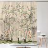 Chinese Flower Bird Shower Curtains Set Printing Waterproof Polyester Leaves Shower Curtains Bathroom Home Decor Mat 180X200Cm
