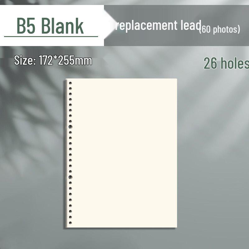 B5 Loose-Leaf Notebook Refill with 26-Hole and A5 Detachable Loose-Leaf Paper, 20-Hole Horizontal Line Grid for Exam Prep.