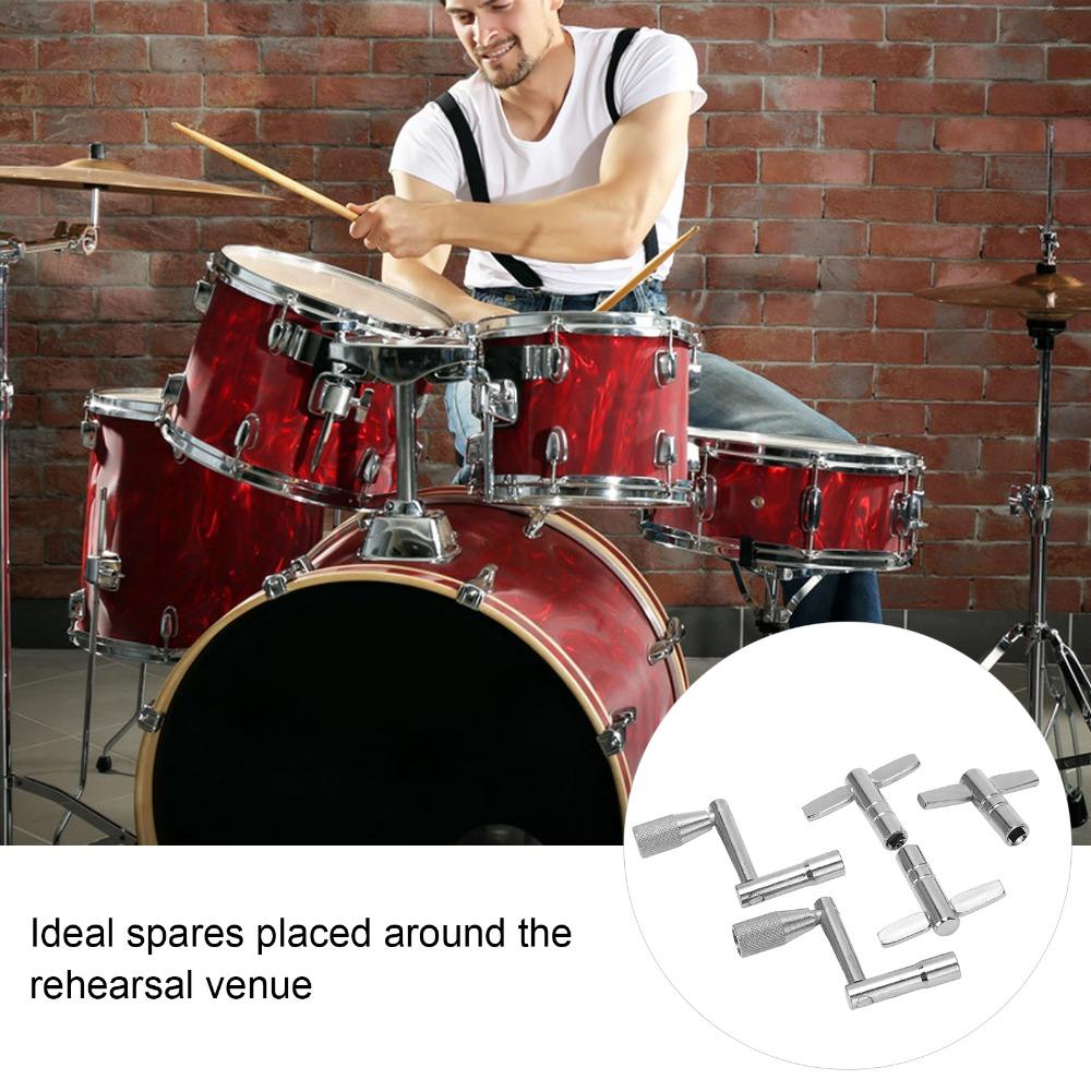 5PCS Silver Drum Tuning Key Metal Percussion Hardware Tool Premium Drum Wrench Set For Drummers