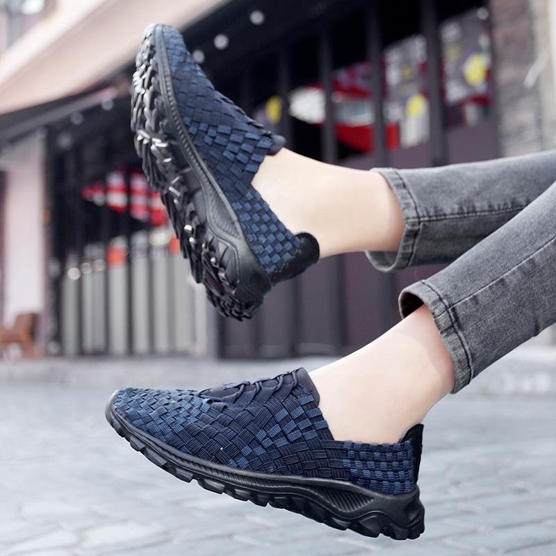 Summer Black Handmade Braid Beach Shoes Women Slip on Plus Size Casual Espadrilles Breathable Sneakers