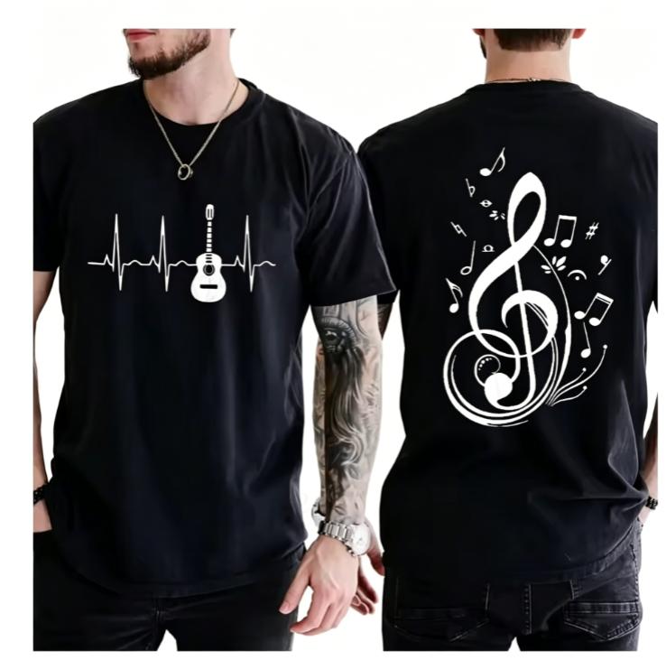Unisexs Fashion Tshirt Summer Street Round Neck Casual Camisetas Tshirt Music Notes Design TShirts for WoUnisex Unisex Short Sleeve