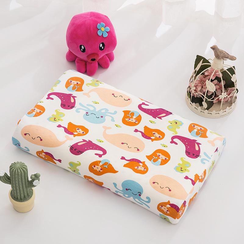 Thailand Natural Latex Children's Pillow - Pure Cotton Cartoon Design, Baby Neck Support, Ideal for Kindergarten Students and Gifts