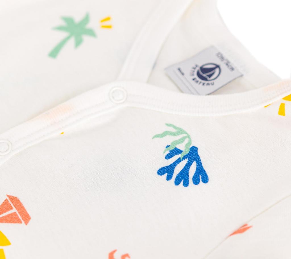Short Romper A0CU6 3 months 60cm [Petit Bateau] Off-white/Multicolor