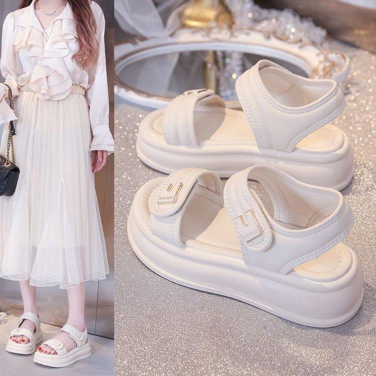 Premium Thick-soled Roman Sports Sandals Women's Outer Wear Summer 2025 New Velcro Maternity Beach Cool Slippers