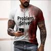 Halloween Problem Solved Bloody Graphic Men's T-Shirt For Men Clothing Short Sleeve Crew Neck Men Tops Horrible Tee Shirt Top