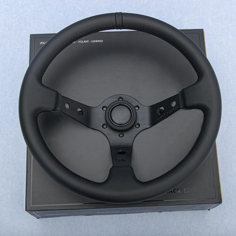 350mm 14inch Universal Drift Sport Suede Leather Steering Wheel Deep Dish JDM Black Edition Sim Racing Steering Wheel Car Parts