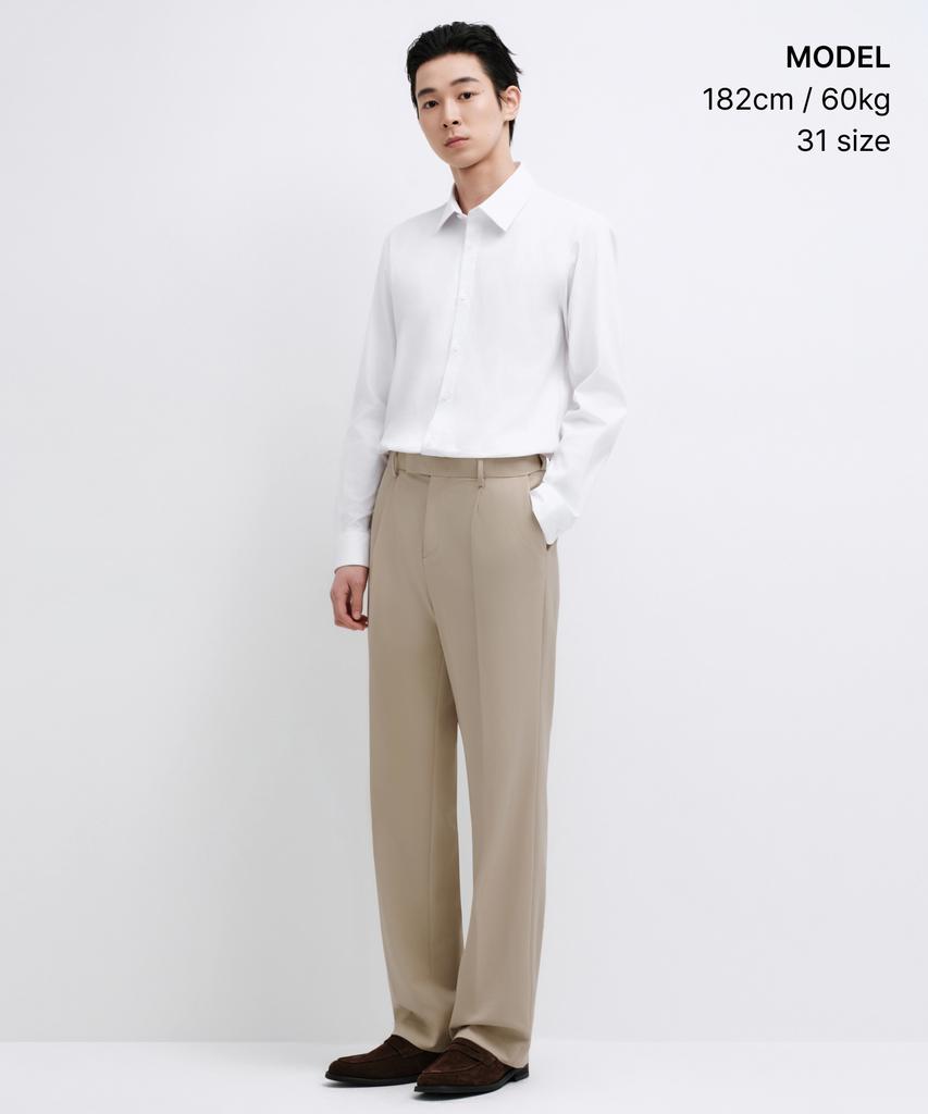 Musinsa Standard Wide Hidden Elastic Waist Slacks [Beige]
