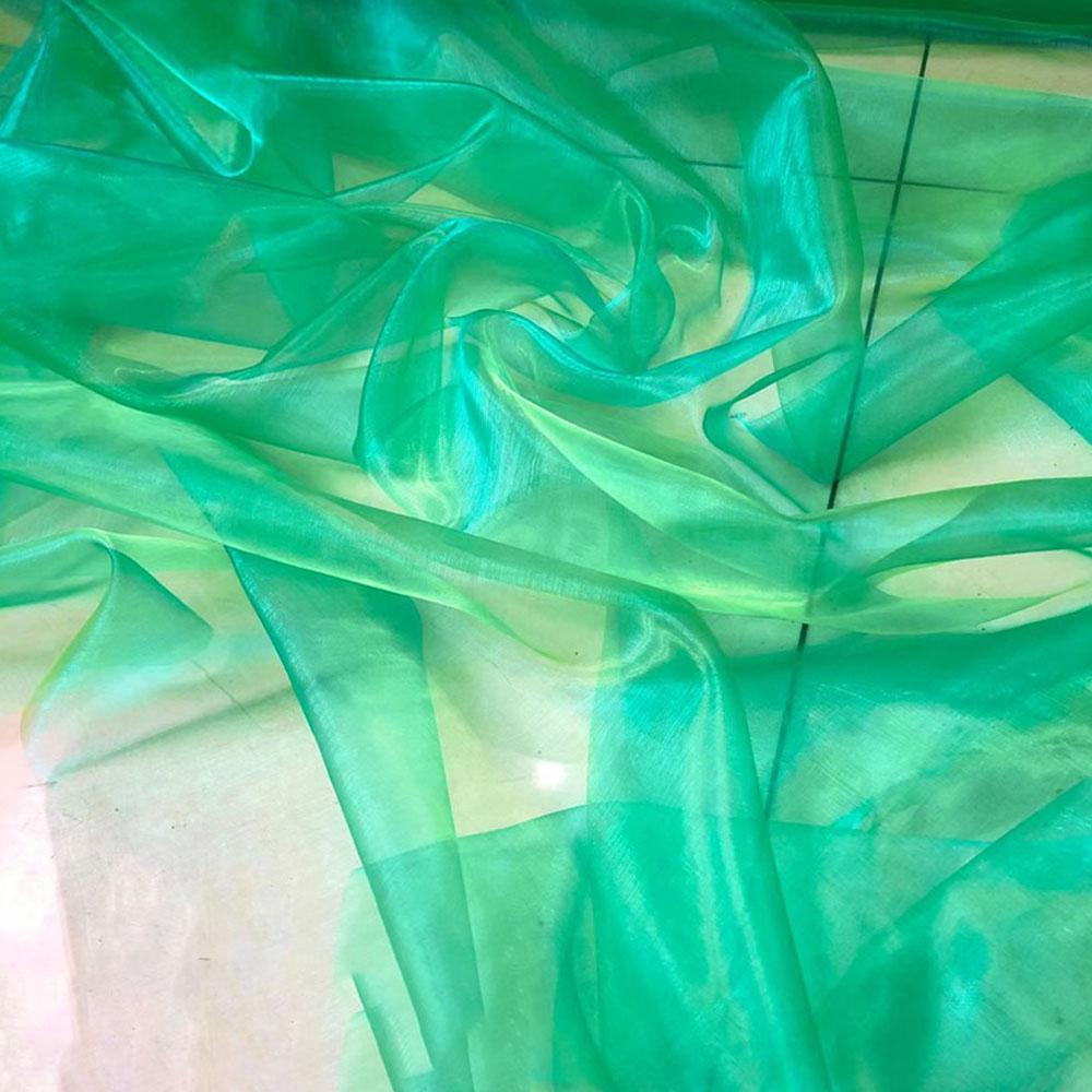 100X150cm Colorful Two-color Gradient Organza Mesh Fabric Shiny Tulle for Wedding Dress Headwear DIY Sew Patchwork Home Curtains