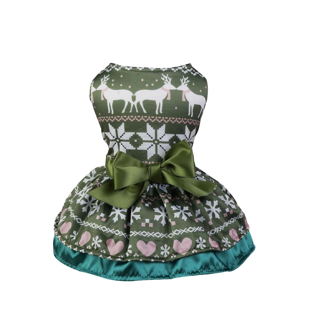 Adjustable Snowflake Pattern Princess Dress Christmas Holiday Personalized Printed Pet Clothes Christmas Party Decorations