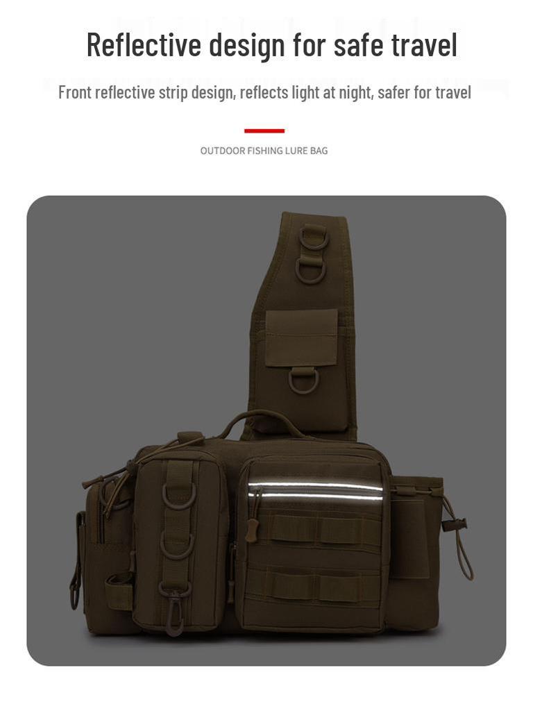 Multifunctional Tactical Sling Fishing Bag with Rod Holder | Men's Large Waist Pack Outdoor Backpack