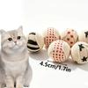 1‑4 Pcs Sound‑emitting Cat Chase Ball Toy, Random Cartoon Print, Heavy‑duty Canvas Material, Battery‑Free Interactive Kitten Pla