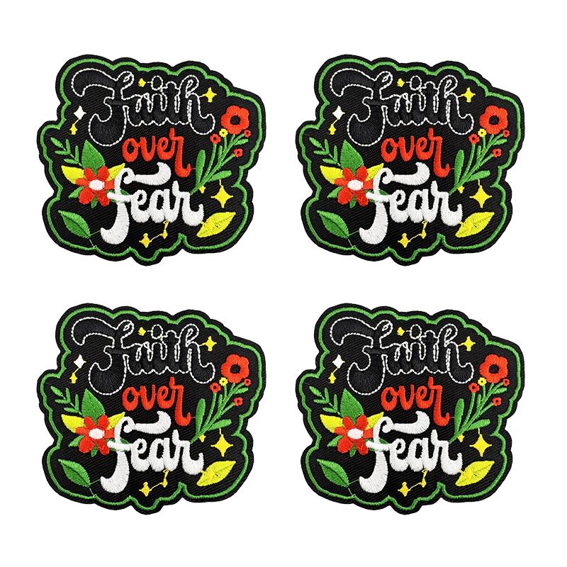 10pcs /Lots Letter Slogan Embroidered Patch Black Iron On Patches For Clothing Thermoadhesive Patches Jackets Hats Backpack Diy