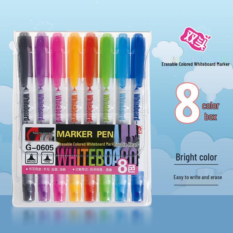 Jin Wannian 8-Color Erasable Double-Ended Whiteboard Markers for Early Education