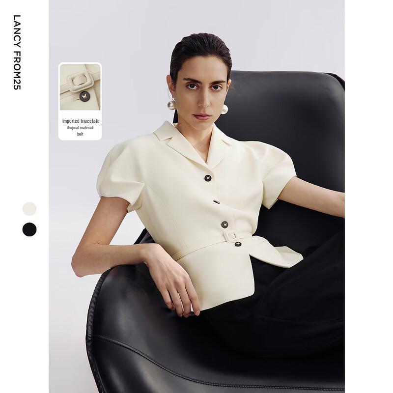 

LANZIR Women s Belted Lapel Blazer M