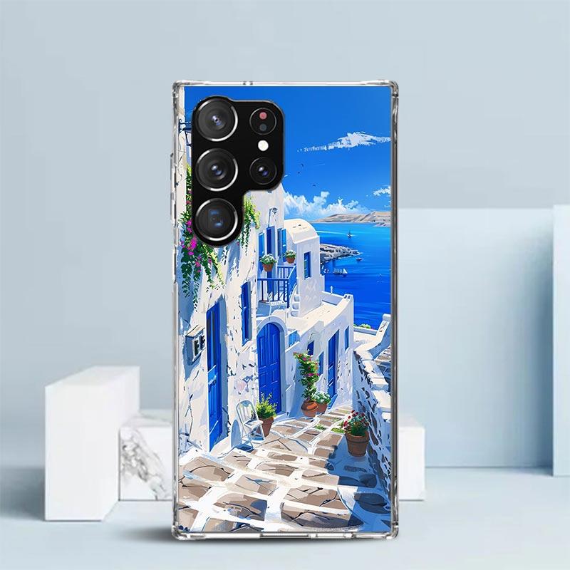 Greece In Summer Santorini Soft Cover for Samsung Galaxy S25 Edge S26 S24 S23 Ultra Phone Case S22 S21 Plus S20 FE Print Pattern