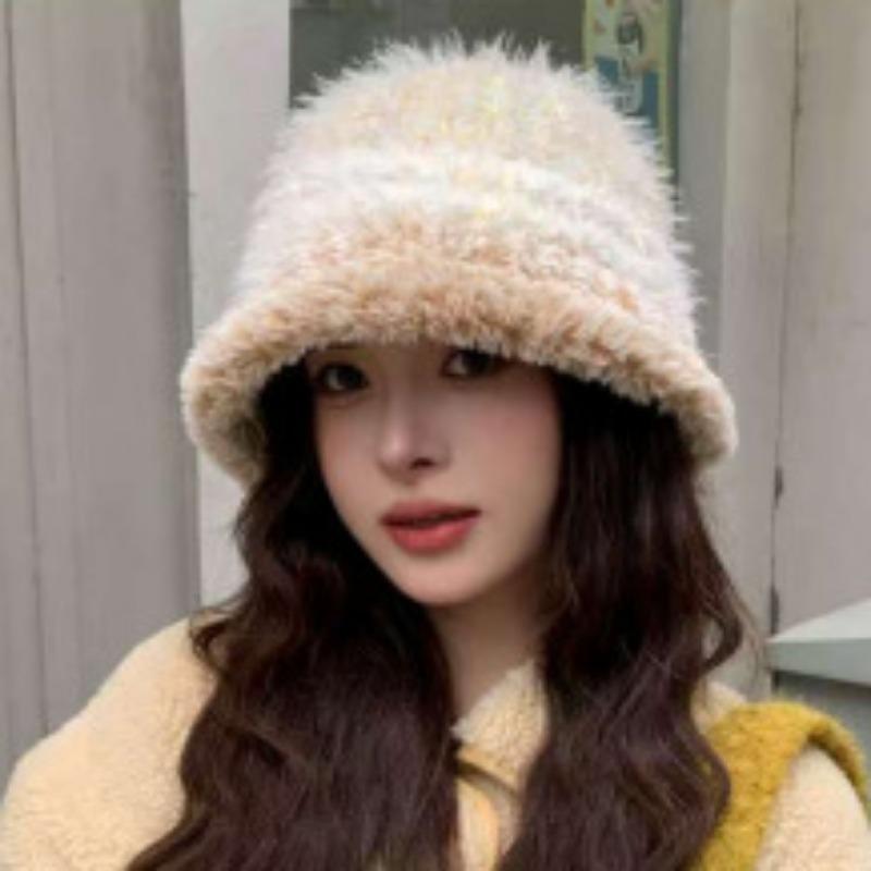 Fisherman Hat Women's Autumn and Winter Thickened Sweet Dopamine Color Matching Casual Face Showing Small Bucket Hat Versatile