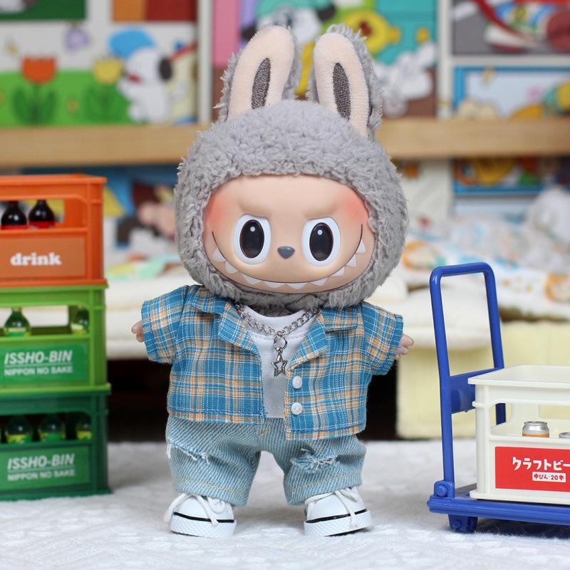 

Кукольная одежда Лабубу Подвеска Летняя футболка Рваные джинсы Модный тренд Кукольная одежда Labubu doll clothes