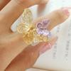 Exquisite Colorful Flower Ring Glass Crafts Chinese Dragon Ring Glaze Butterfly Ring  Girls