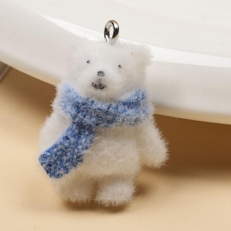 Плюшевый кулон Мультяшный милый белый медведь Смола DIY кулон Цепочка для телефона Брелок Аксессуар для сумки Материал 2pcs белый