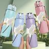 1PC Elegant White Orchid 750ml Color Plastic Sports Water Bottle Leakproof Flip Straw Lid Suitable for Sports Office Home Use