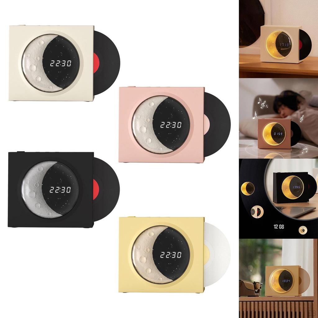 Vinyl Player Speaker, Portable Speaker Support TF Card AUX Vintage Night Light with Time Display
