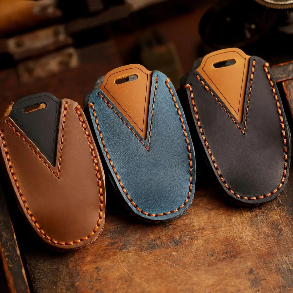 Leather car key case cover holder keychain shell bag for LYNKCO 01 02 03 05 06 09 4 button remote key full cover holder