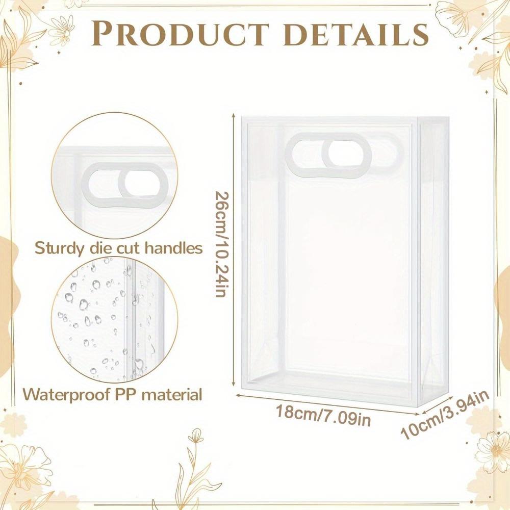 8pcs Clear Plastic Gift Bag with Ribbon Treat Bags Party Favor Bags Handbag Thank You Bags with Handle Gift Wrap Bags Gift Packaging Bag