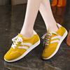 Spring Yellow Sports Shoes Breathable Leather Casual Sneakers Women Shoes Lace Up Slip On Lightweight Running Shoes Female Flats