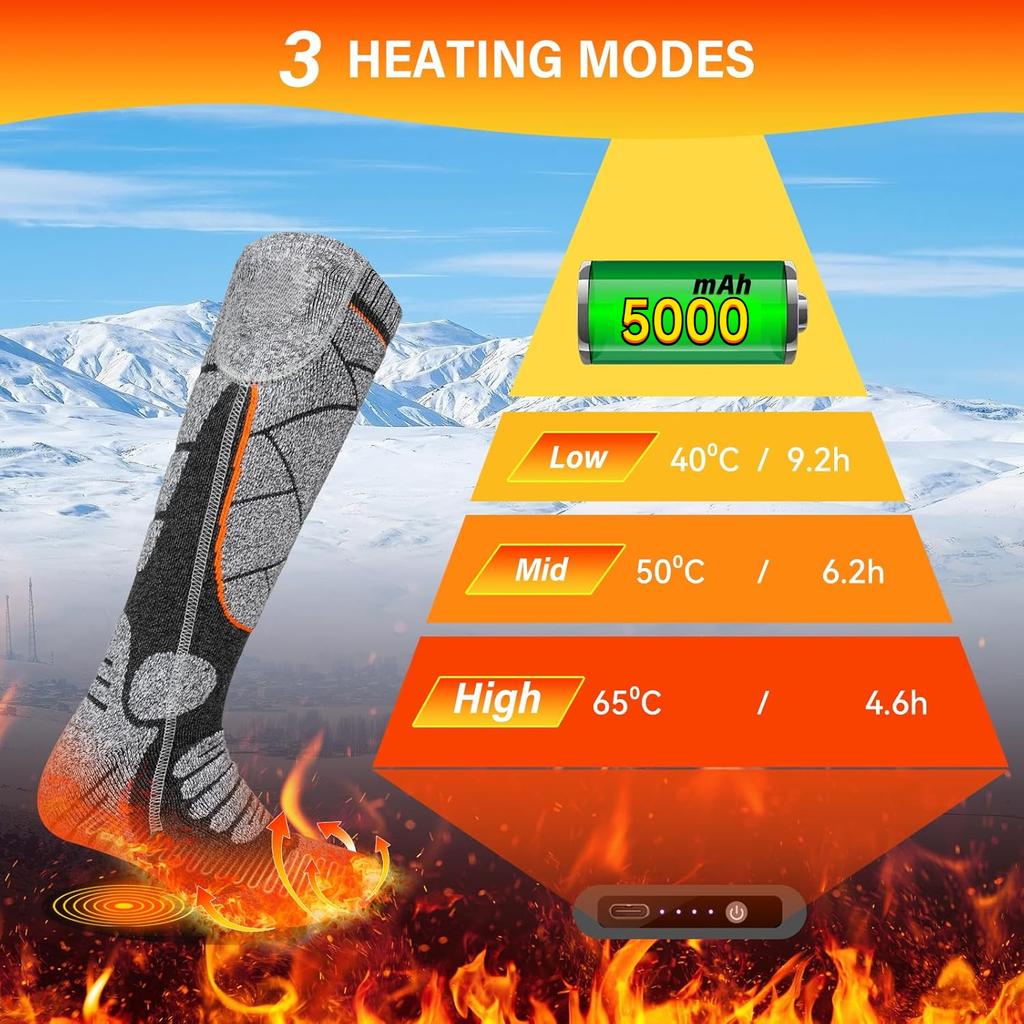 Verwarmde Sokken Met Oplaadbare Batterij Voor Mannen en Vrouwen - Elektrische Thermische Sokken Voor Koude Winter, Jagen, Camping, Skiën, Wandelen, Vissen en Paardrijden