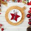 12pcs Christmas Star Five-Pointed Table Mats, Felt Fork and Spoon Bag Set, Christmas Table Decoration Tableware Bag, Christmas