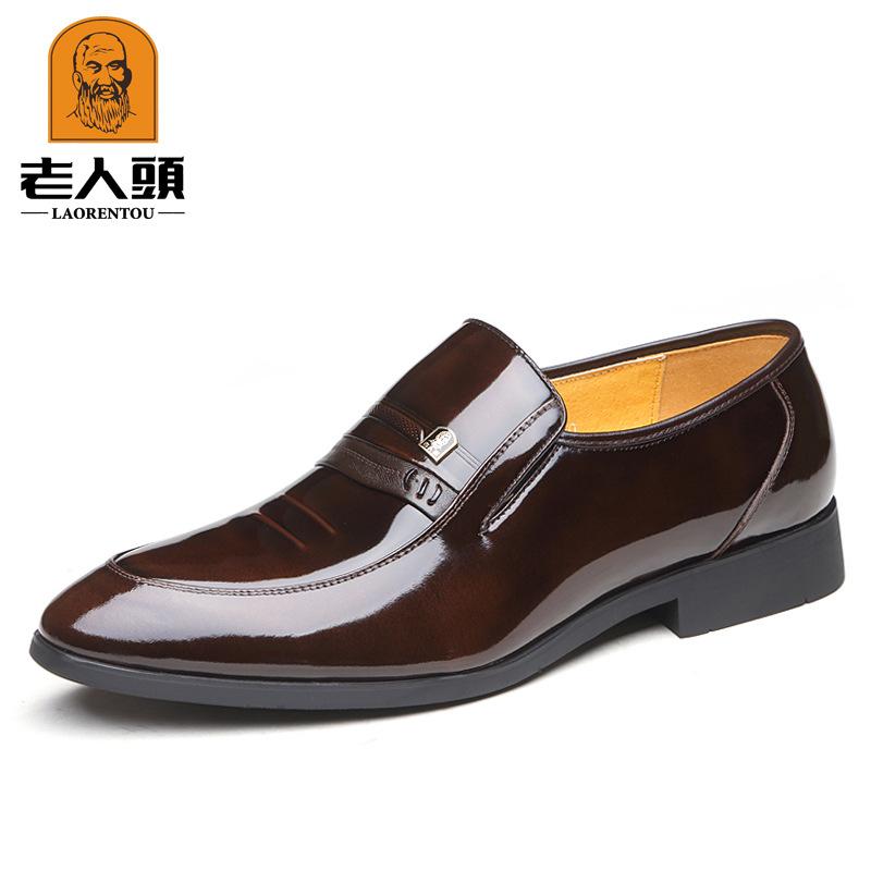 Old man head new men's fashion business casual leather shoes hollow inner height increase 6CM wedding leather shoes