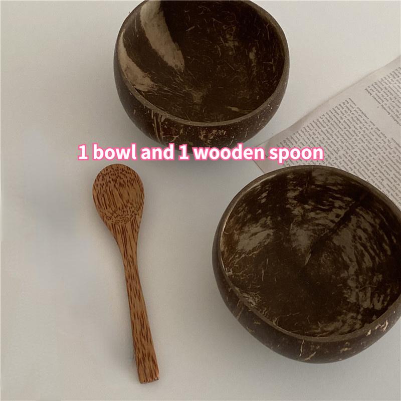 

1 набор креативной миски для кокоса и йогурта, салатницы для йогурта, блоггера, та же ваза для фруктов, миска и деревянная ложка Bowl and Spoon