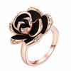 Gift Fashion Women Adjustable Black Rose Flower Ring Gold