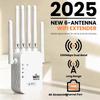 WiFi Extender 2025 6-Antenna Strong Signal, WiFi Repeater, 300/1200Mbps Dual Band (5GHz/2.4GHz) Booster