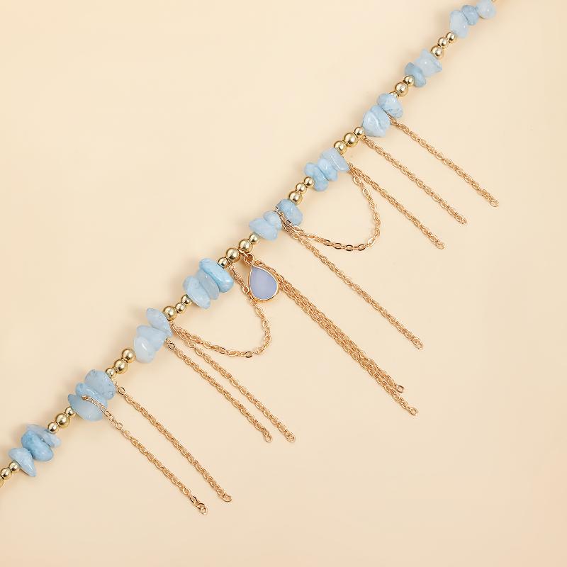 Leichter Luxus Wassertropfen Quaste Design Schlüsselbein Kette Naturstein Halskette Für Frauen Party Schmuck Zubehör