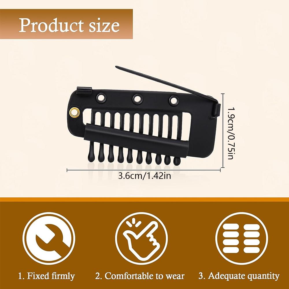 15Pcs Dupatta Clip With Safety Pins 10-Tooth Stainless Steel Hair Extension Clip