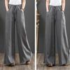 Pantaloni de Toamnă Subțiri Mărimi Mari Largi Slim cu Șnur Picior Lat Talie Elastică Bumbac In Versatili Pantaloni Lungi pentru Femei la Modă