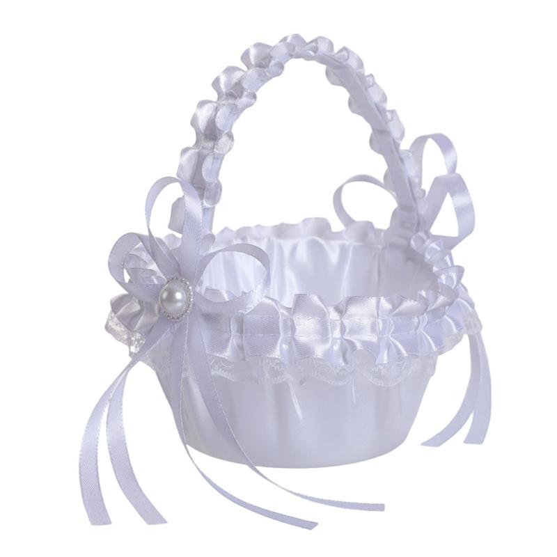 

Fabric Wedding Flower Basket European Styles Petal Scattering Basket with Comfortable Grip For Flower Girls Formal Event 1