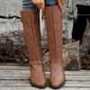 Plus-size Shoes, Square Heels, Pointed Boots, New High-top Knee-length Leather Boots for Women