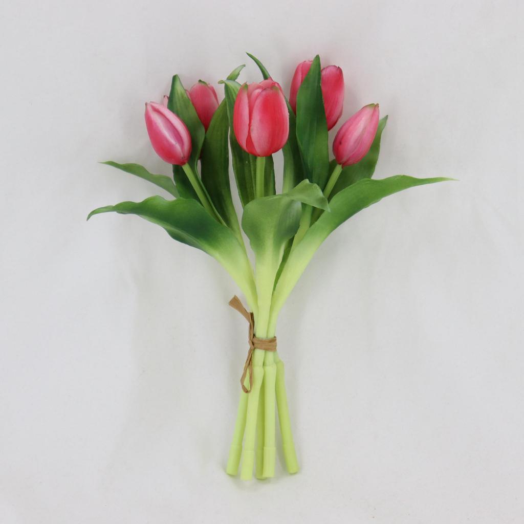 Latex Silicone Soft Rubber Tulip - 28CM Five-Headed Realistic Flower (3 Blooms, 2 Buds) Simulation Ornament