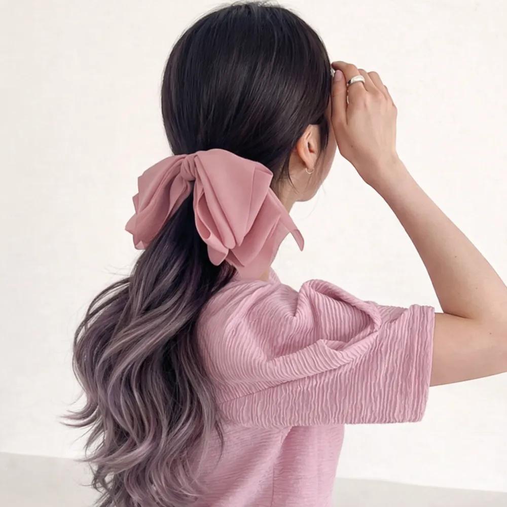 Chiffon Big Ribbon Automatic Pin Giant Hairpin Updo Hairpin Big Size beige