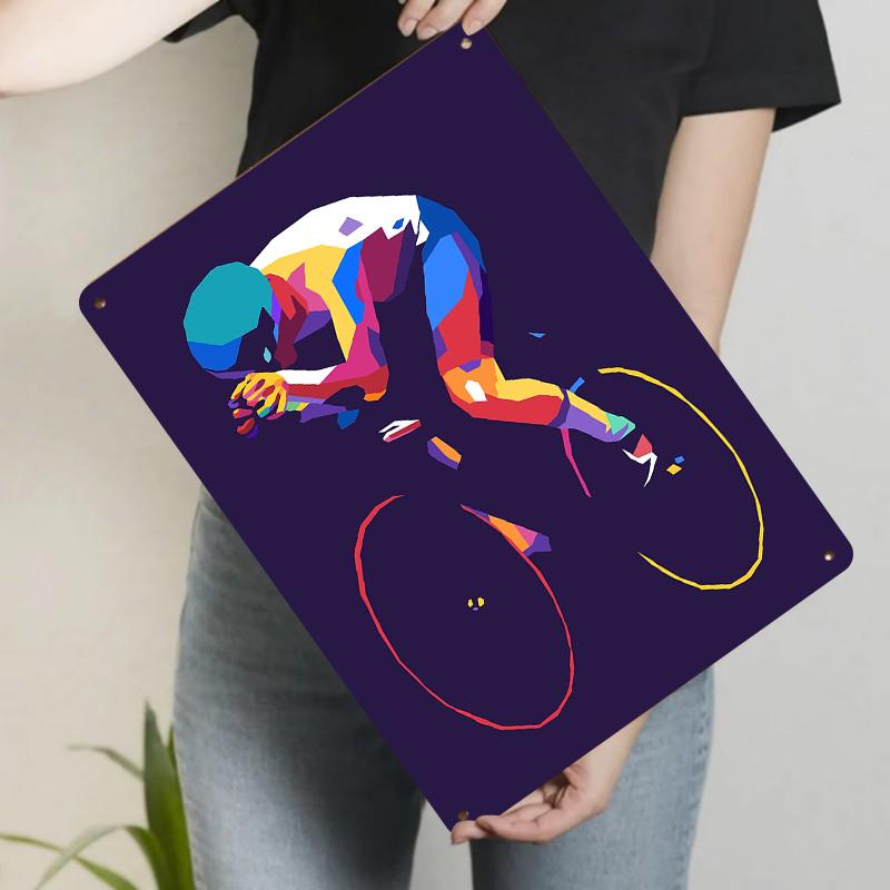 

Modern Geometric Style Cyclist Metal Wall Art Decorative Iron Painting for Home 20x30cm（7.8x11.8inch）