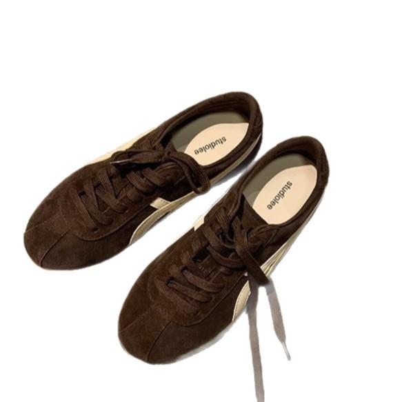 Grape mother studiolee fashionable contrasting color lace-up flat soft baseplate shoes casual Forrest training shoes women's autumn and winter