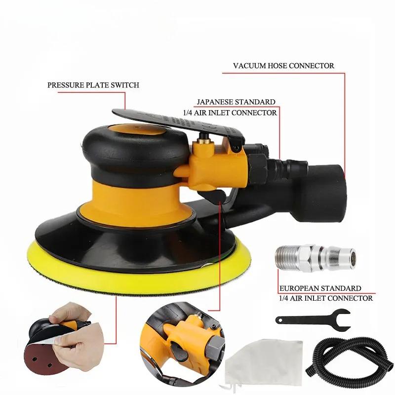 125mm/150mm Pneumatic Orbital Sander Air Grinder Vacuum Eccentric Polishing/Grinding Machine Pneumatic Tools