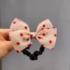 Red & Gray Autumn/Winter Large Bow Hair Tie for Women