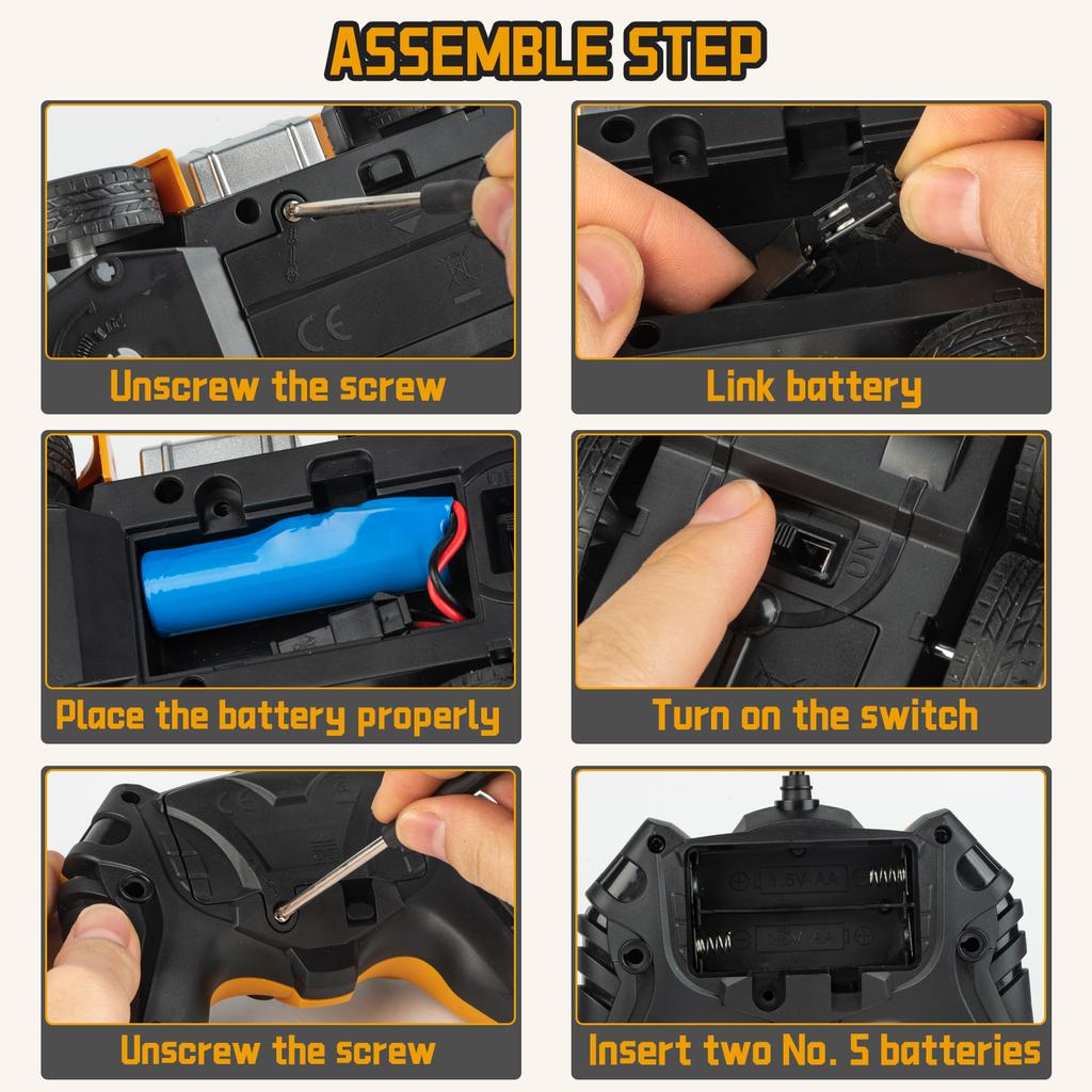 Kbdfa  New 2-In-1 Six Way Remote Control Dump Truck+Mixer Truck Ssimulation Sound One Click Demonstration Children'S Toy