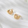 JOOLIM High End 18K Gold Plated Three Circle Multi-layer Hoop Earrings Stainless Steel Jewelry for Women