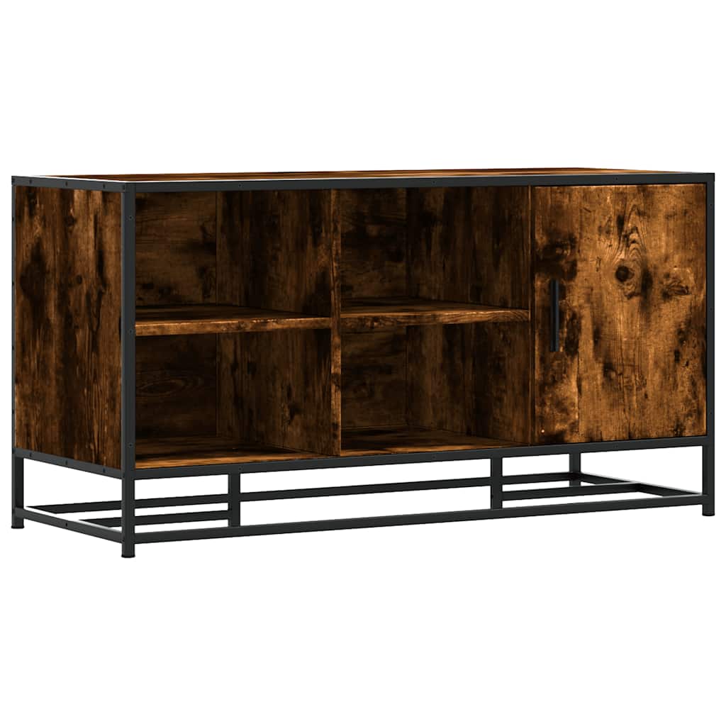 Shoe Bench Smoked Oak 100 x 40 x 53.5 cm Wood Based Panel and Metal