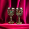Gothic Goblet 3D Viking Stainless Steel Resin Skull Wine Goblet Terrifying Eyes Whiskey Cup Wine Glass for Halloween